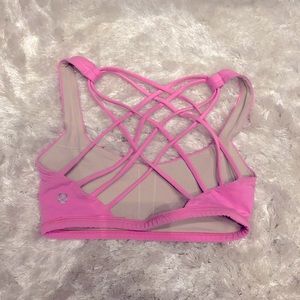 Pink lululemon free to be wild sports bra